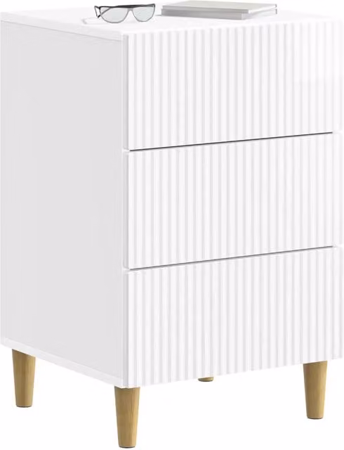 Comodino | Armadio da Notte | Mobiletto da notte con cassetto Bianco Lucido 43 x 41 x 66,5 cm