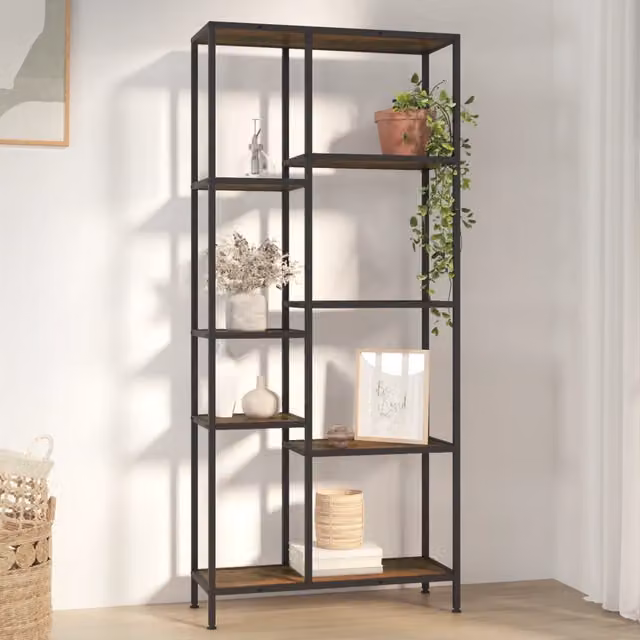 Scaffale Industrial in Metallo e Legno vidaXL, L 80 cm x P 30 cm x H 180 cm, Nero e Marrone – 1