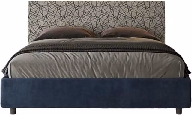 Letto matrimoniale con rete imbottito 160x190 tessuto Era 9 blu Arla