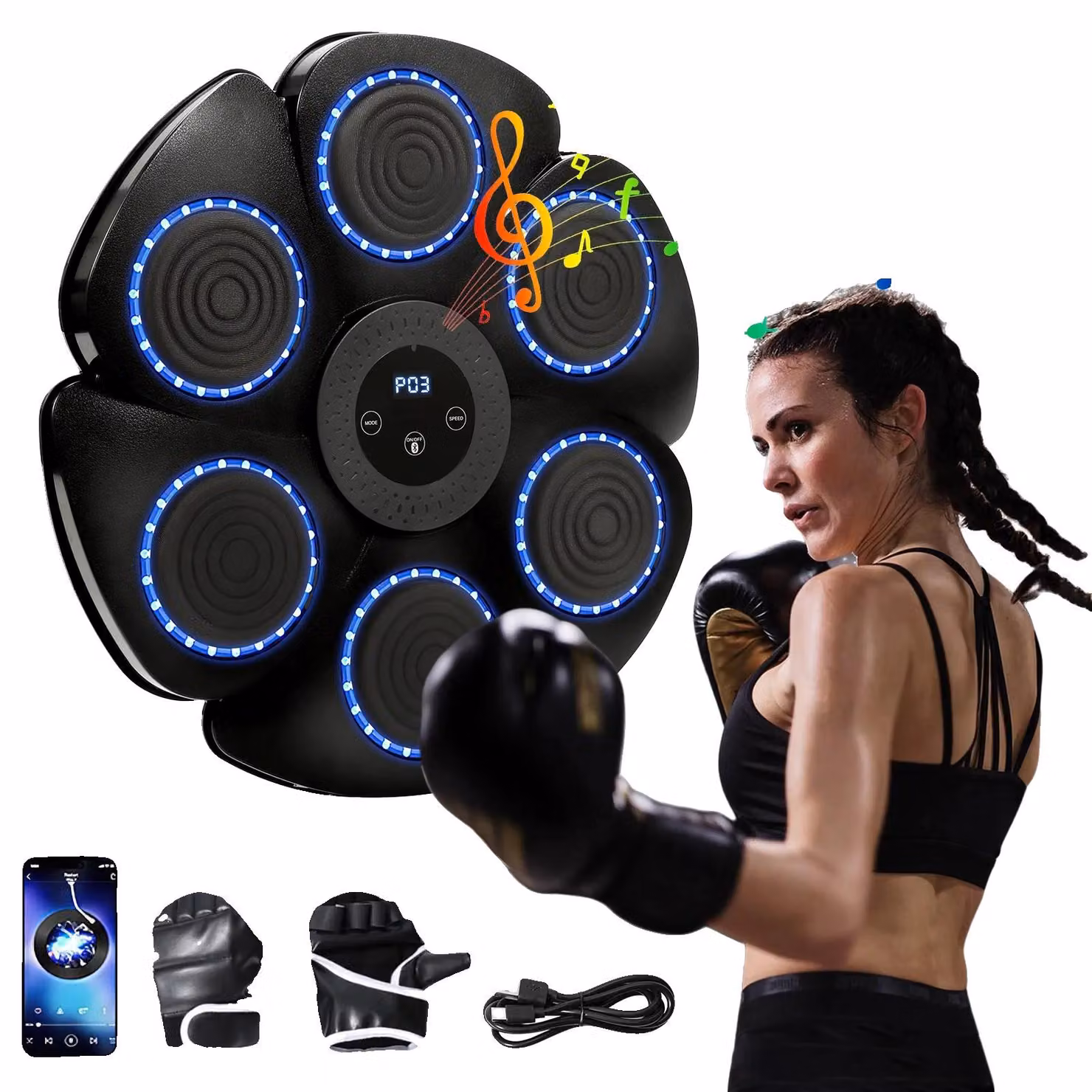 Macchina per la creazione di scatole, connettività Bluetooth, modalità di ritmo regolabili, colore nero