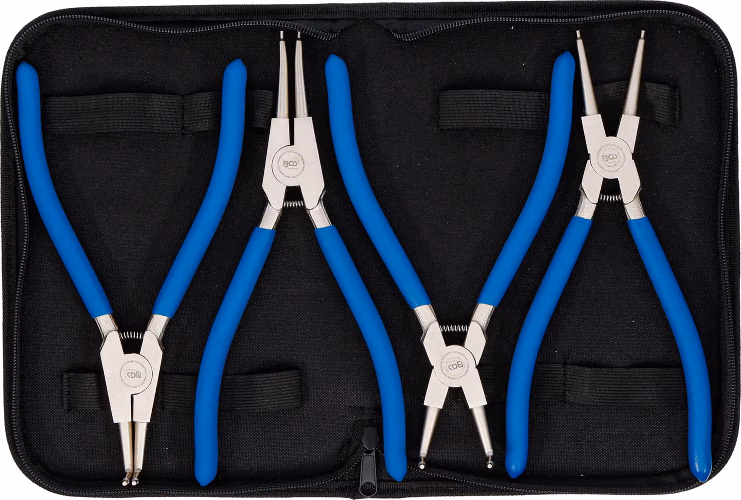 BGS Set di pinze per anelli elastici 250 mm 4 pezzi - 652