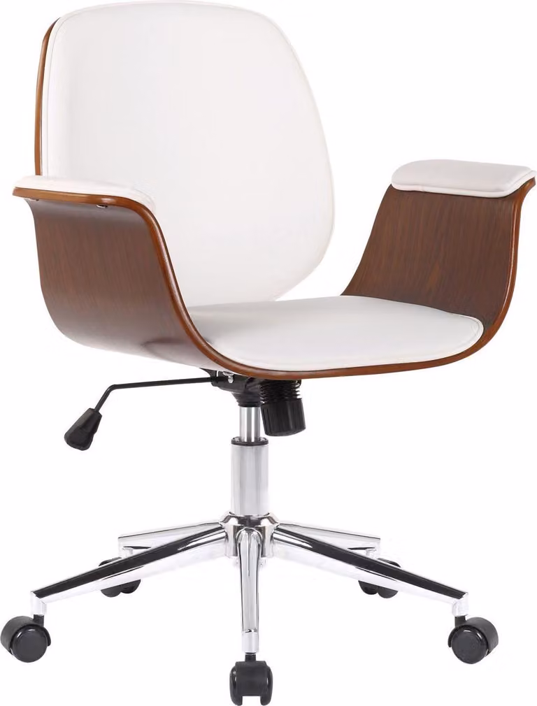 Sedia girevole ergonomica - sedia da ufficio - Similcuoio, facile da pulire, posizione di seduta confortevole | colore: noce/bianco