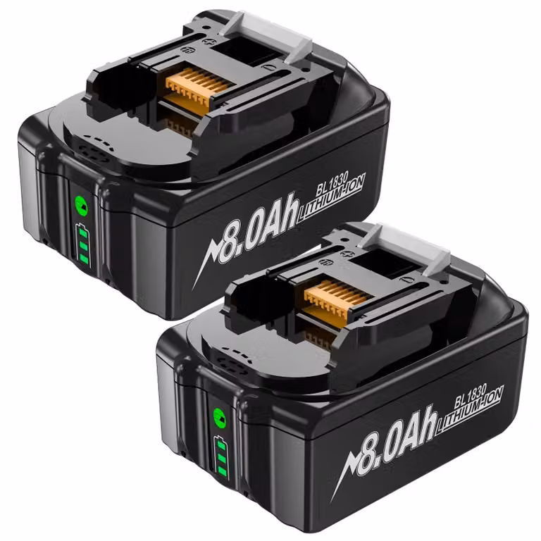 Batteria di ricambio per utensili elettrici - 18 V Li-Ion BL1830/BL1850/BL1860 - 8,0 Ah - Celle 18650 - Confezione da 2 - Compatibile con BL1850B/BL1840B