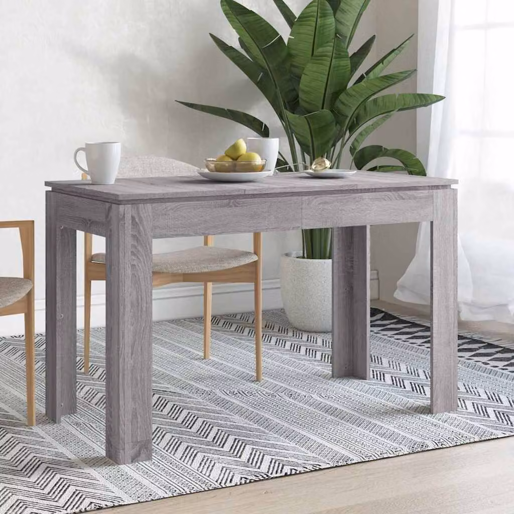 vidaXL Tavolo da Pranzo Rettangolare in Legno Multistrato Grigio L: 120 cm, P: 60 cm, H: 76 cm
