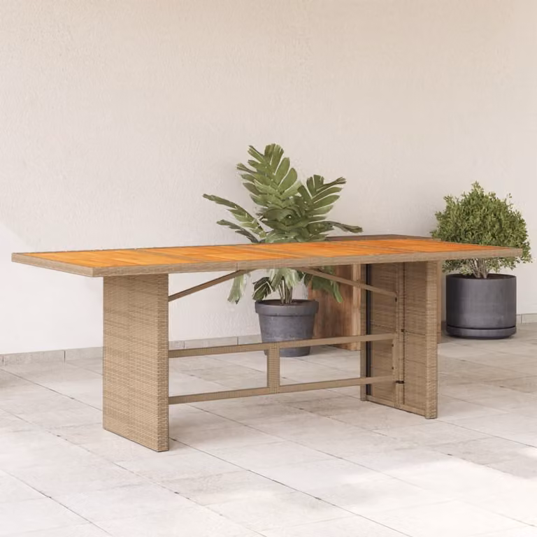 Maison Exclusive - Tavolo da giardino con piano in legno di acacia, dimensioni 190x80x74 cm, struttura in rattan sintetico