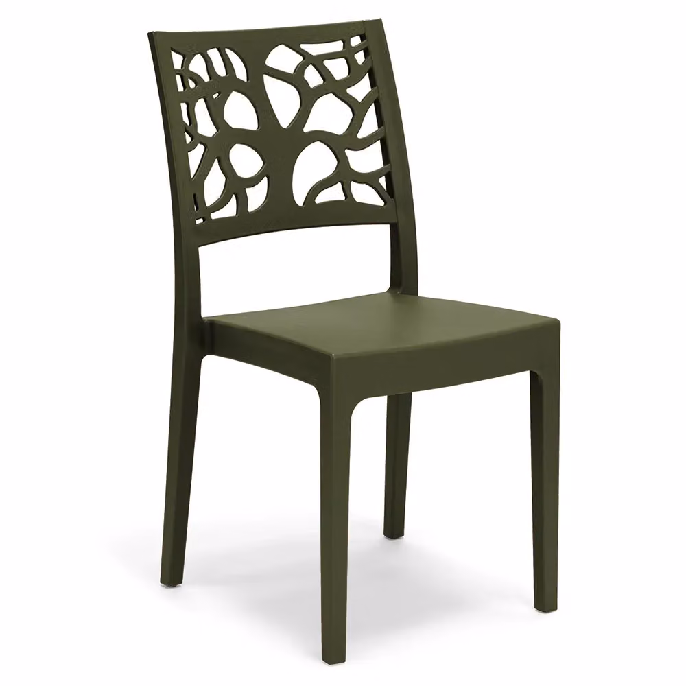 Set di 2 sedie impilabili TETI Redokasa in polipropilene verde matt, design moderno resistente ai raggi UV per giardino, cucina o sala da pranzo – 2
