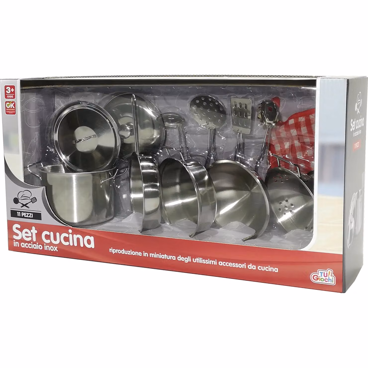 TU GIOCHI Set cucina in acciaio 12 pezzi colore argento – 2