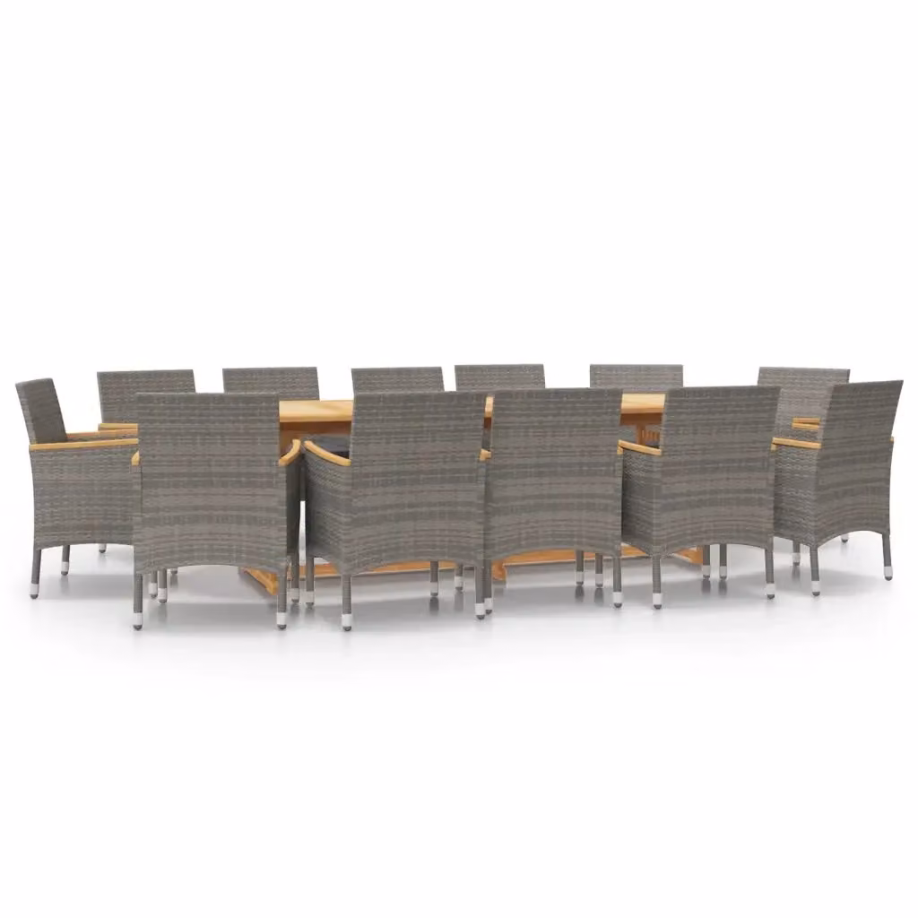 Set da pranzo per giardino e terrazzo vidaXL in legno di acacia con 13 pezzi e cuscini grigi – 2