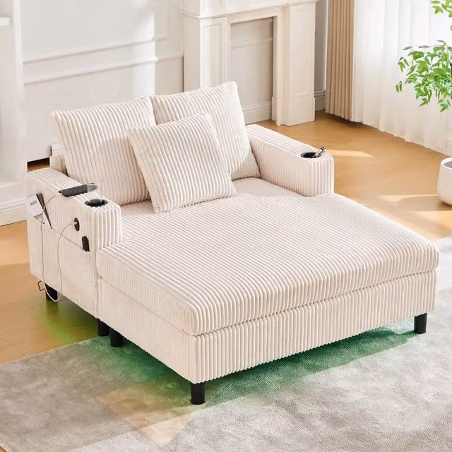 Poltrona letto comoda - Zephmum - Con porta-bicchieri, USB e luce LED