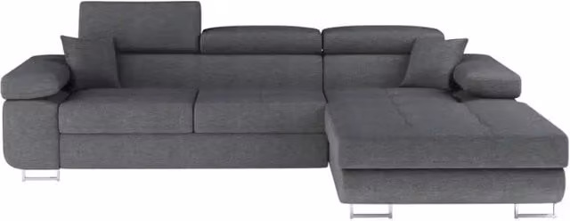 Divano angolare trasformabile MEUBLORAMA grigio con funzione letto e poggiatesta regolabile – 1