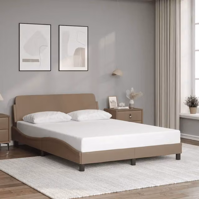 Letto Giroletto Dover vidaXL in Similpelle Beige L/P/H: 140 x 190 x 208 cm – 1