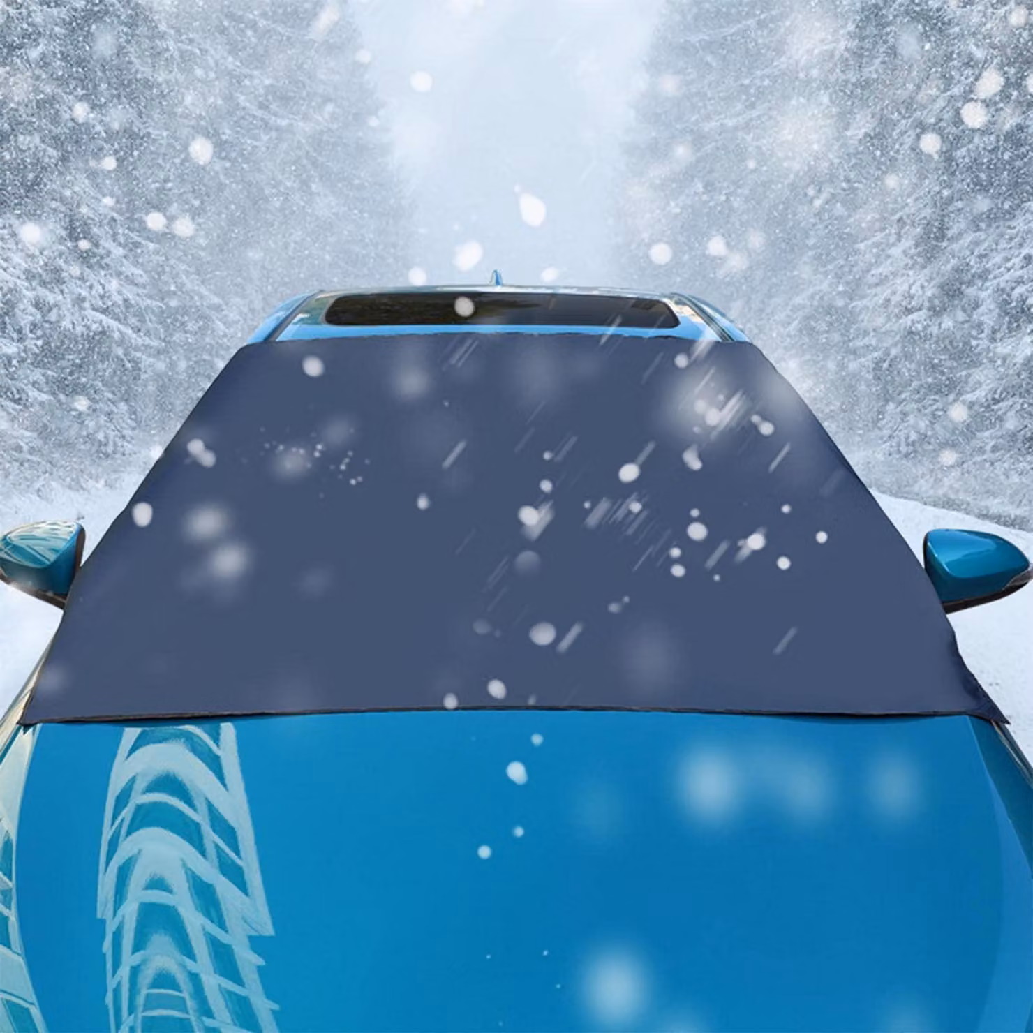 Copertura anteriore per parabrezza auto, protezione invernale, pieghevole, magnetica, 210x125 cm, in poliestere