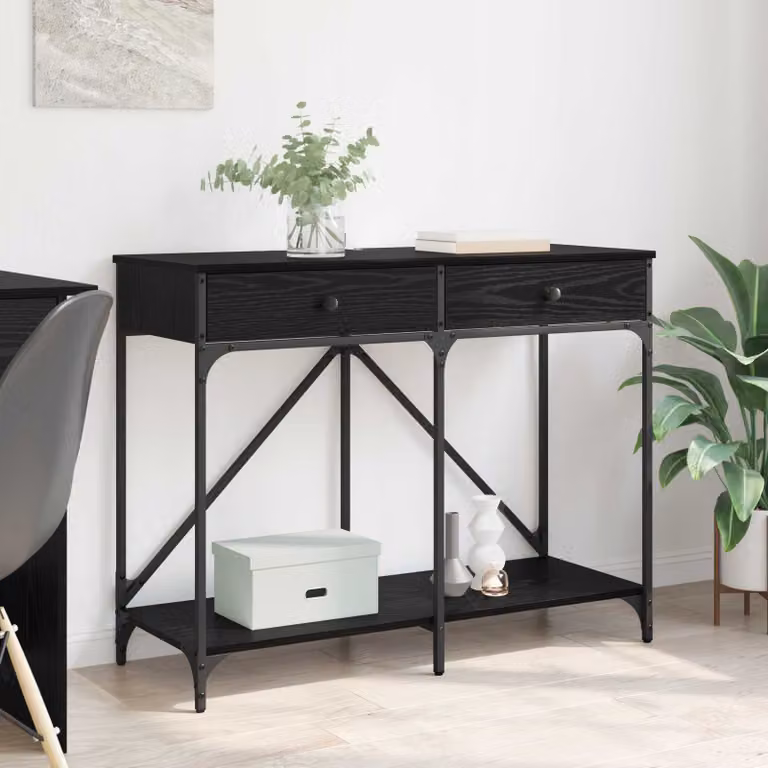 vidaXL Tavolo consolle in stile industriale nero, L 100 x P 39 x H 78,5 cm