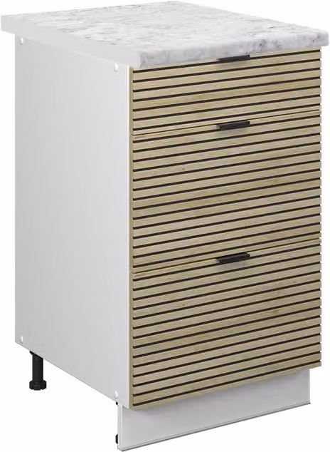 Mobiletto base per cucina Fame-Line Pannello in quercia/Bianco 50 cm, PL Marmo Vicco