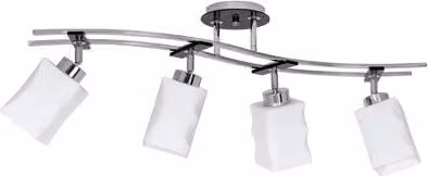 Plafoniera Luminex Derby moderna in cromo con 4 luci in vetro bianco e attacco E27