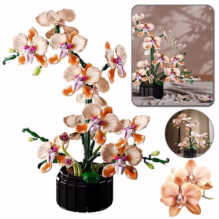 Kit per la creazione di fiori artificiali - Elementi per costruire orchidee - Bonsai floreale - Plastica - Assemblaggio fai-da-te - Decorazione d'interni - Multicolore