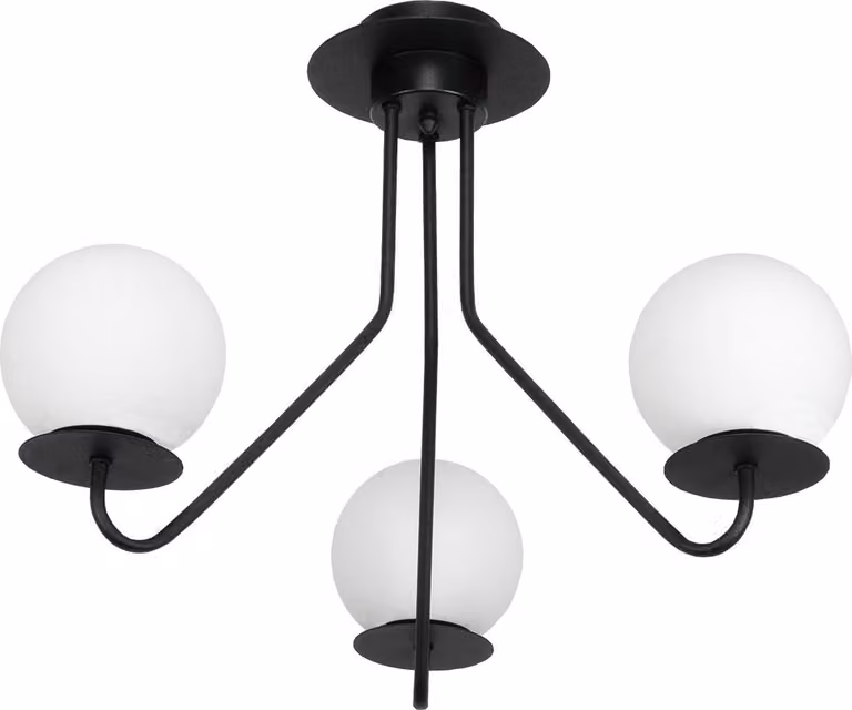 Lampada da soffitto, lampada a sospensione, nero, vetro, bianco, 115-252 LUPIA