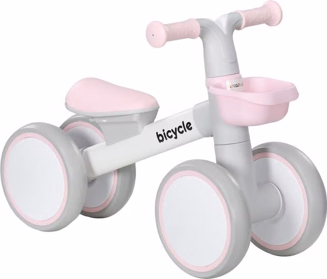 Bicicletta senza pedali AIYAPLAY per bambini con 4 ruote, sella regolabile e manubrio ergonomico in lega di alluminio, disponibile in Grigio, Bianco o Rosa