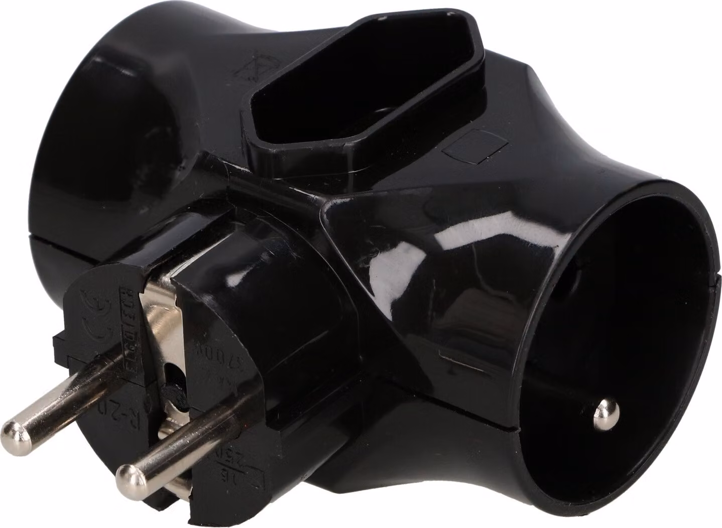 KOTARBAU® Presa multipla a 3 vie Due prese rotonde con messa a terra Una presa piatta Senza messa a terra Nero