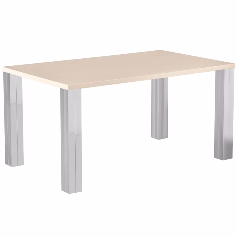 Casa Dolce DONATO, 150x90x75 cm, mobili per sala da pranzo, piano beige, struttura in metallo cromato, portata 130 kg