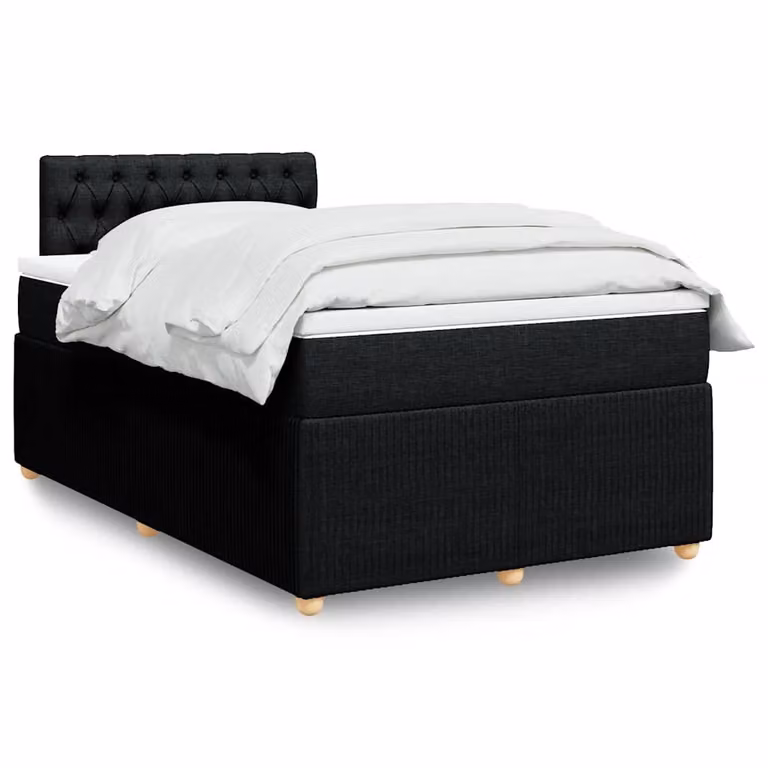 vidaXL Giroletto a Molle con Materasso Ibrido in Tessuto Nero e Bianco L/P: 120 x 190 cm