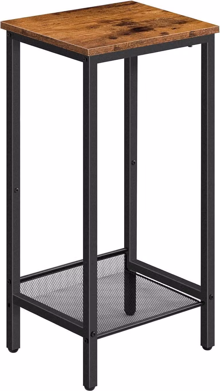 HOOBRO tavolino alto con ripiano regolabile in rete design industriale 38 x 28 x 73,5 cm