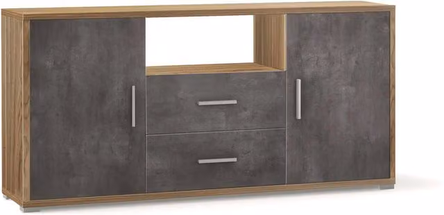 Madia 2 Ante 2 Cassetti 174x84x41 cm Noce Stelvio/Ossido Nero