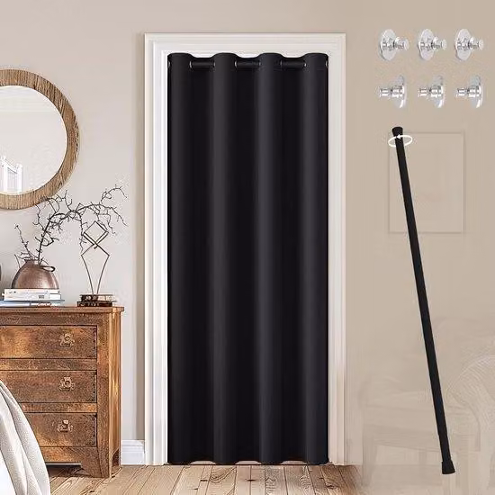 Tende oscuranti regolabili in nero per camera da letto - 1 pezzo - 70-125 cm