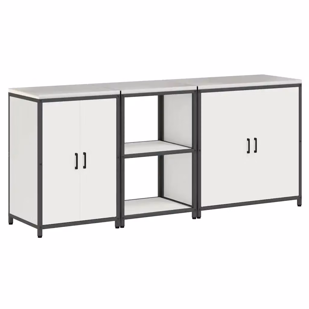 vidaXL Set di stoccaggio per cucina in stile industrial con ante a battente e ripiani interni, colore bianco – 2