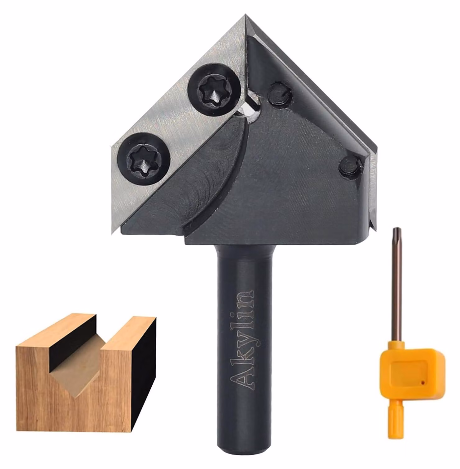 Fresatrici a V con mandrino da 8 mm, angolo di 90 gradi, inserti in metallo duro intercambiabili, utensili per la lavorazione del legno
