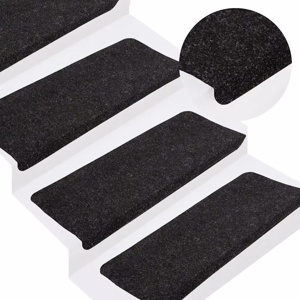 vidaXL Set di 30 Tappetini Autoadesivi per Scale Antracite, Antiscivolo e Assorbente, L 65 x P 24,5 x H 3,5 cm