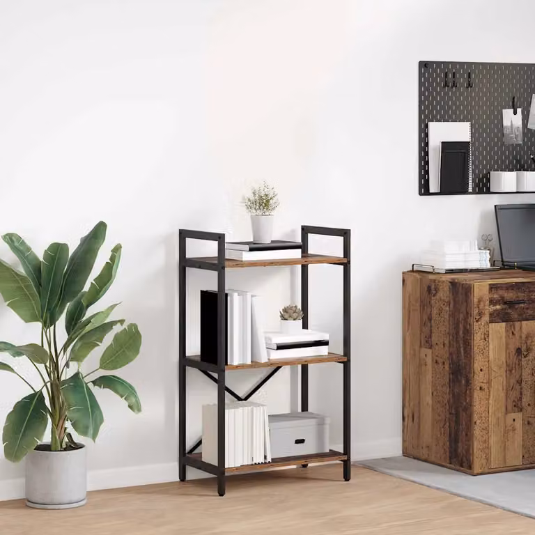 Libreria a 3 livelli vidaXL in stile industrial, colore marrone, L 56 cm x P 34 cm x H 96 cm