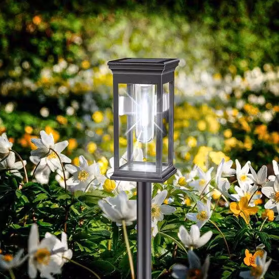 Illuminazione solare da esterno - Set da 8 - Lampade da parete a LED per esterni - Illuminazione per vialetti - A energia solare - Resistenti alle intemperie