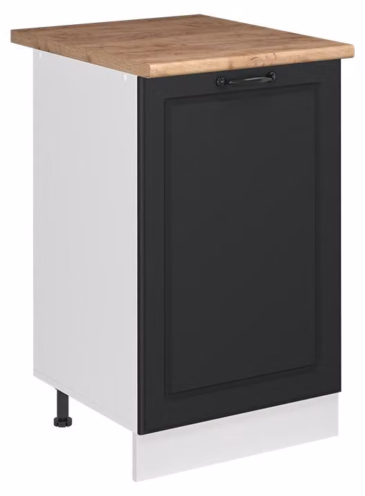 Mobiletto base cucina Vicco R-Line Antracite country/Bianco 50 cm piano di lavoro Rovere dorato, Model 70117