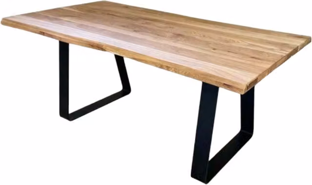 Tavolo da pranzo rettangolare in legno massello e metallo stile industrial Mobili 2G L: 180 cm, P: 90 cm, H: 70 cm