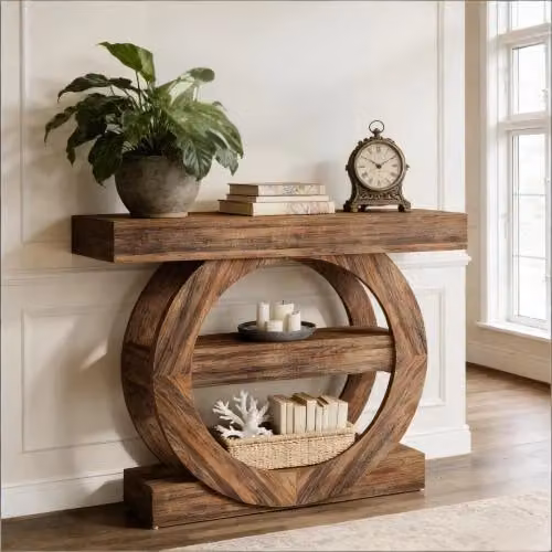 Tavolo Consolle REDOM in Legno Marrone Rustico L 105 cm, P 30 cm, H 85 cm – 2