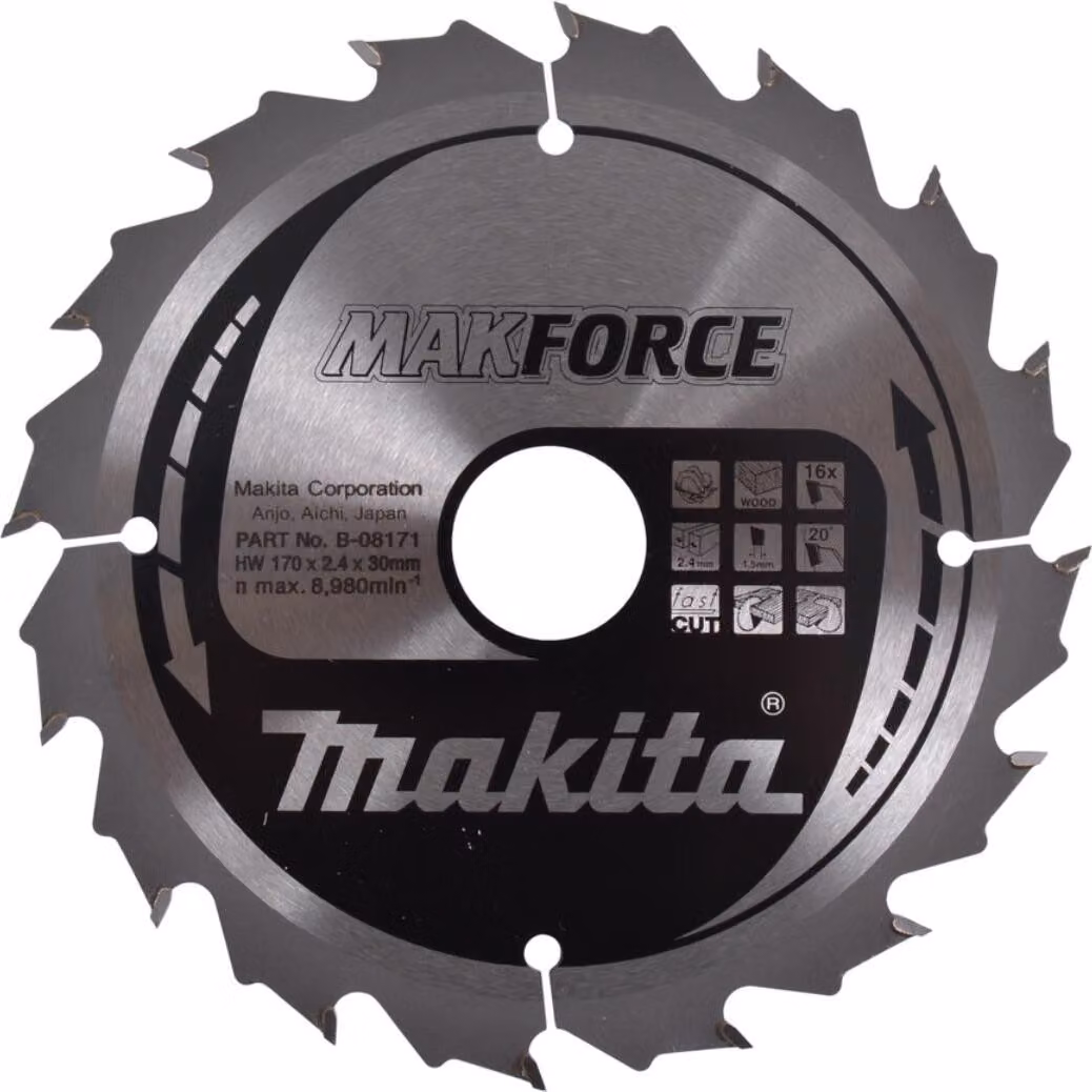 Lama per sega circolare Makita, MAKFORCE 170 x 30 mm - 16 denti
