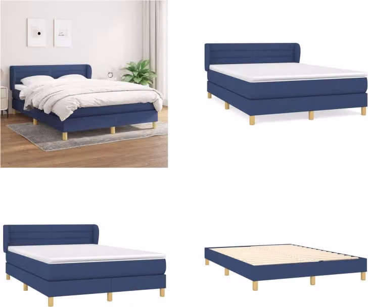 vidaXL Letto a molle con materasso in tessuto blu 140x190 cm - Letto a molle - Boxspringbetten - Bett - Schlafzimmermöbel