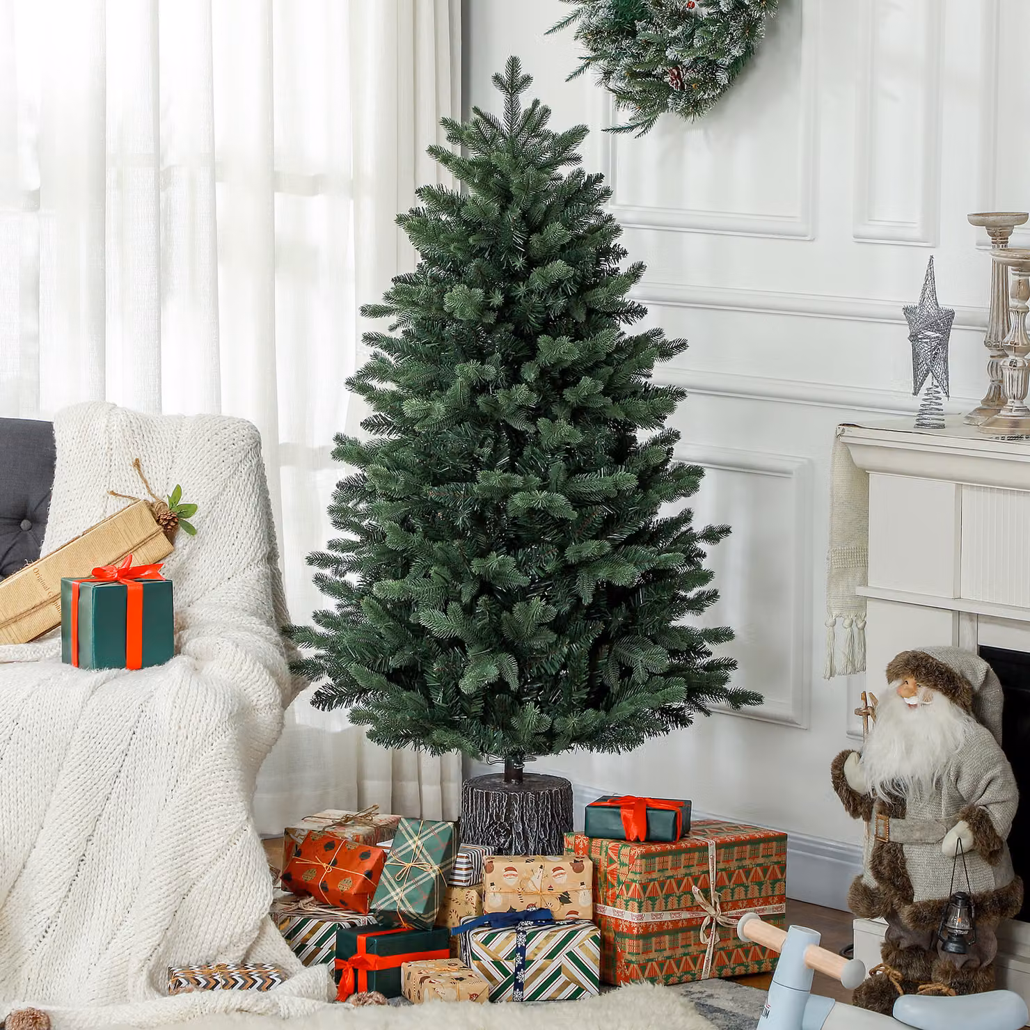 Albero di Natale Artificiale HOMCOM Verde, Altezza: 150 cm – 2