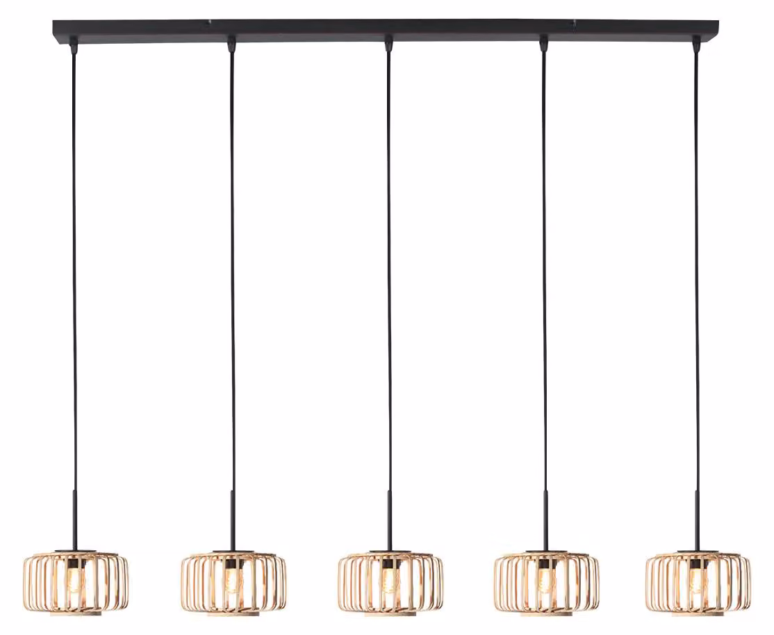 Lampada a sospensione - naturale nero - HaloSwap - bambù metallo - grande lampada da tavolo da pranzo - E27 - 4527ZW - Steinhauer