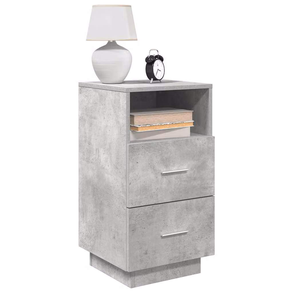 Set di 2 comodini vidaXL con 2 cassetti in stile moderno, colore grigio cemento, L/P/H: 36 x 36 x 68 cm