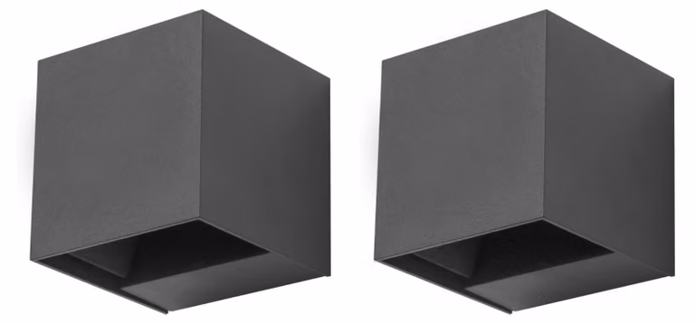 (Set di 2) Lampada da esterno LED C4 Rex - Potenza: 6,6 W, Luce bianca neutra, Flusso luminoso: 350 lm, Grado di protezione: IP54, Colore: Grigio