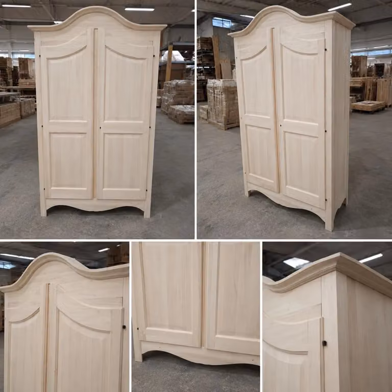 Armadio classico a 2 ante in legno di pioppo grezzo Mobili 2G L/P/H: 125 x 61 x 200 cm
