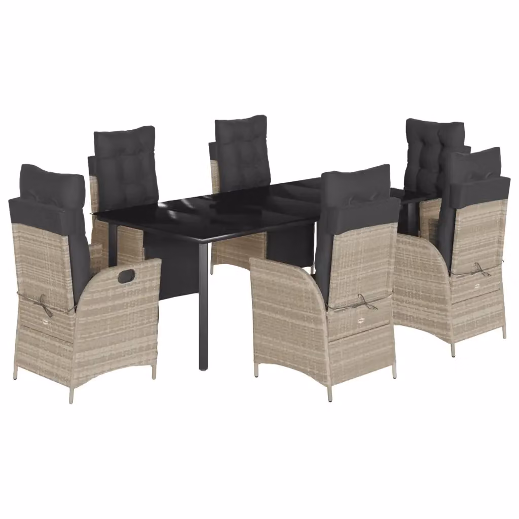 Set da pranzo da giardino vidaXL in polyrattan e vetro con 7 pezzi, colore antracite – 2