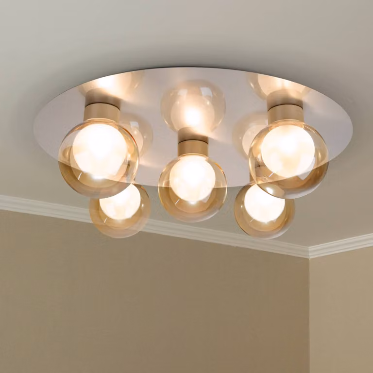 Näve Plafoniera soffitto Donika, dimmerabile, Crema / Ambra, Soggiorno / Sala da pranzo, Vetro, Plafoniera