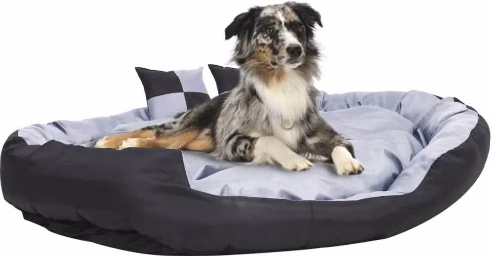 The Living Store Cuscino per cani reversibile e lavabile grigio e nero 150x120x25 cm