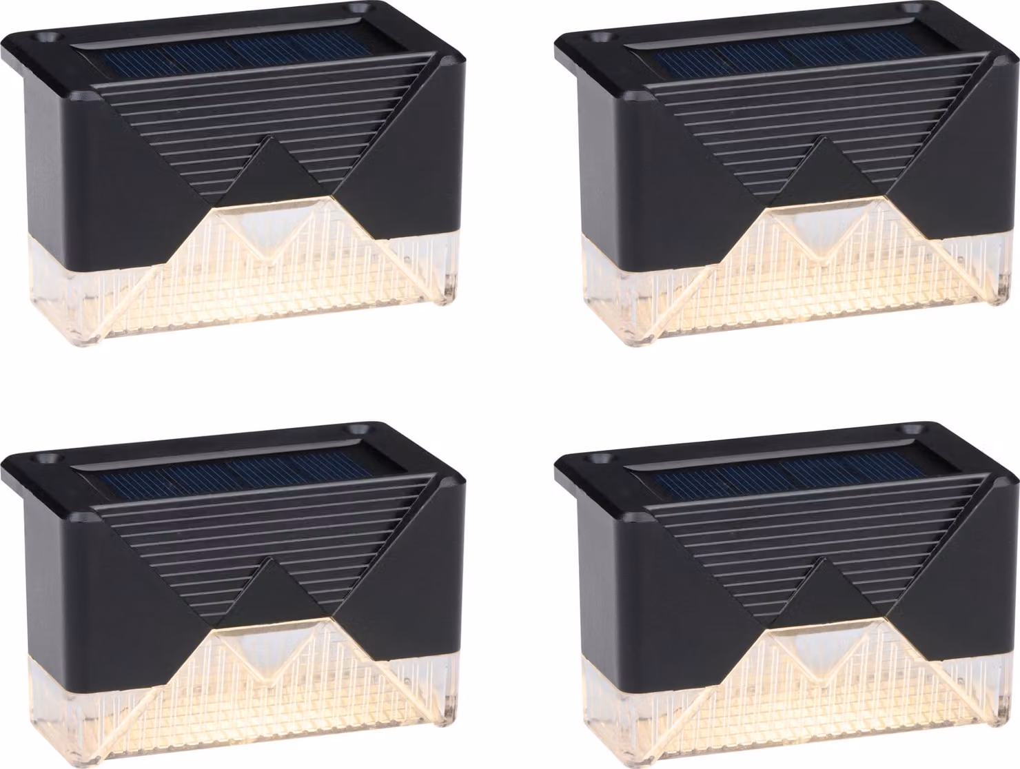 Grundig luci da giardino solari 4-pack - Luci solari per patio e recinto - Luce d'atmosfera bianco caldo - Materiale di montaggio incluso - Durata della batteria 6-8 ore
