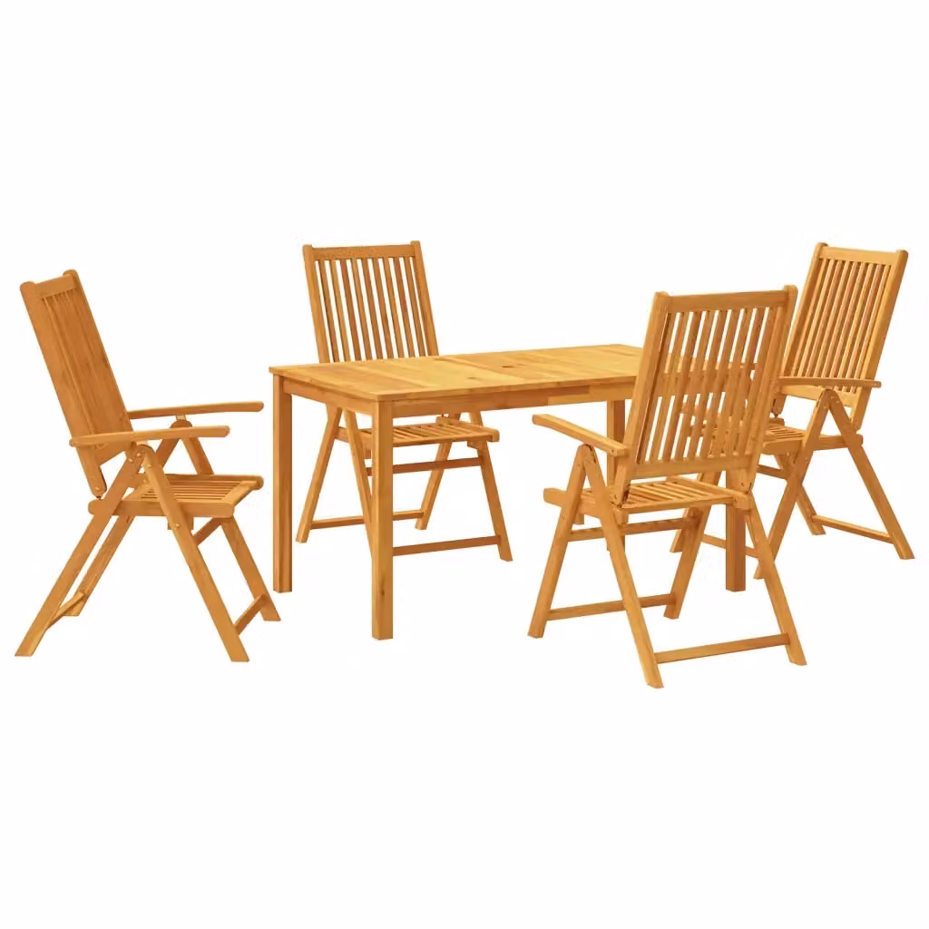 Set da pranzo per giardino vidaXL in legno di acacia marrone, 5 pezzi, L: 140 cm, P: 80 cm, H: 74 cm – 2