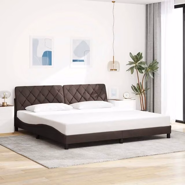 Giroletto vidaXL in tessuto marrone senza materasso L/P: 200 x 200 cm – 1