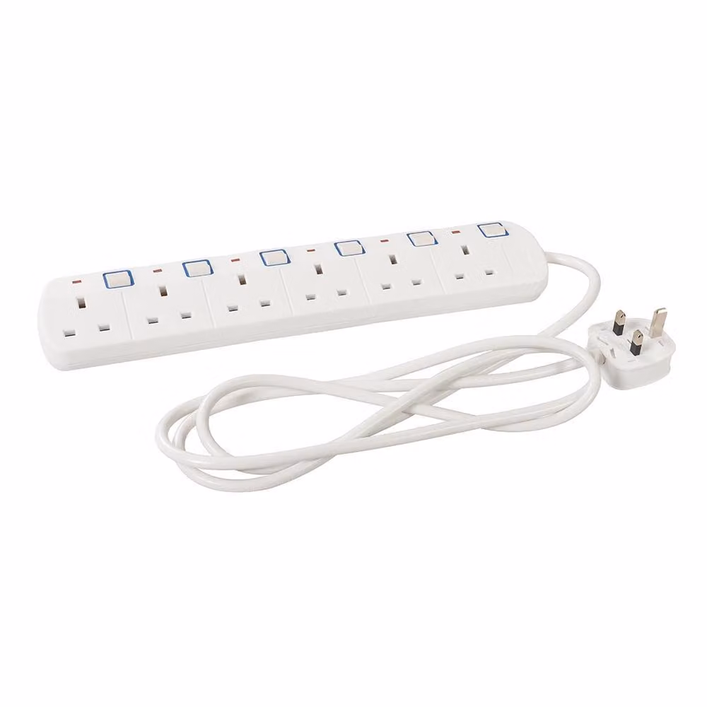 Presa multipla con interruttori e spia luminosa, 230 V 6 prese, 2 m